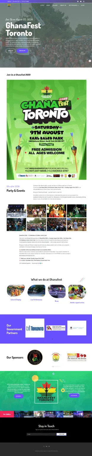 Ghanafest cultural events website by Deontech Media