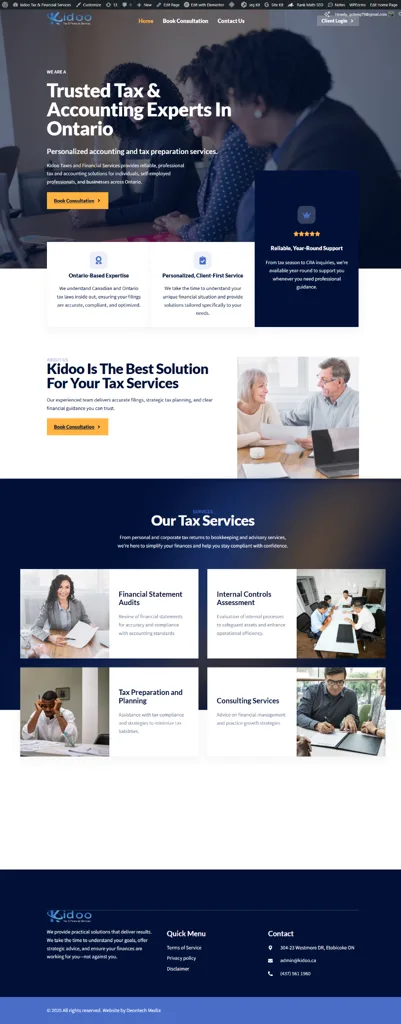 Kidoo Taxes financial services website by Deontech Media