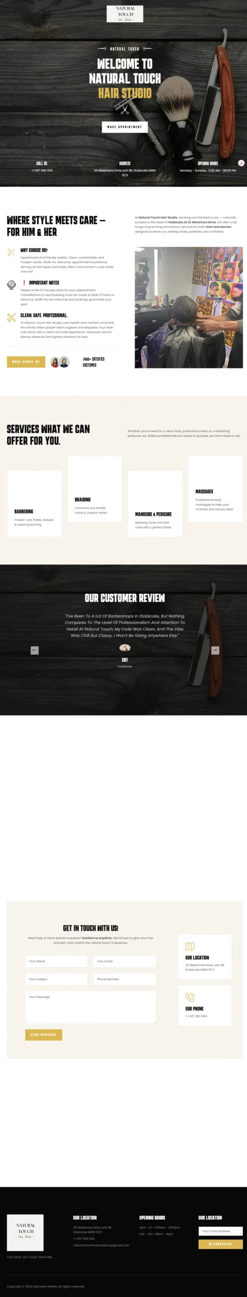 Natural Touch Hair Studio website design Grande Prairie