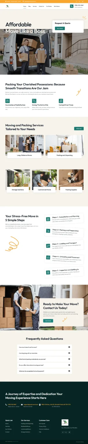 Quadcrew Movers website designed by Deontech Media Grande Prairie